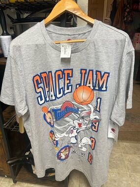 Champion Gray Space Jam Tee with Orange & Blue Print
